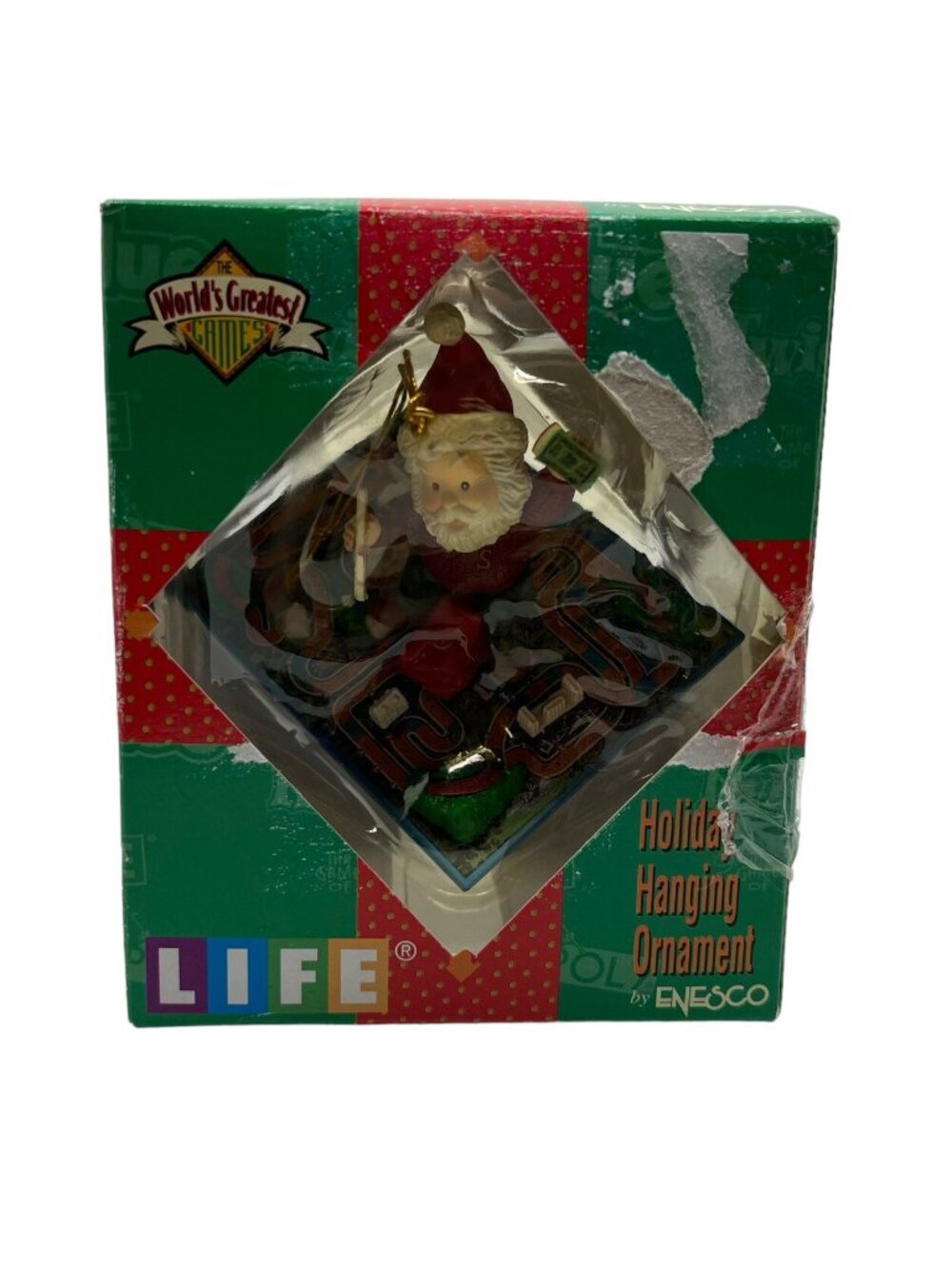 ENESCO World's Greatest Board Games Life Christmas Tree Ornament Santa 1997 Box